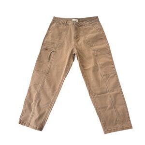 Habitual High Waist Crop Barrel Style Utility Cargo Jeans in Tan Brown Size 12